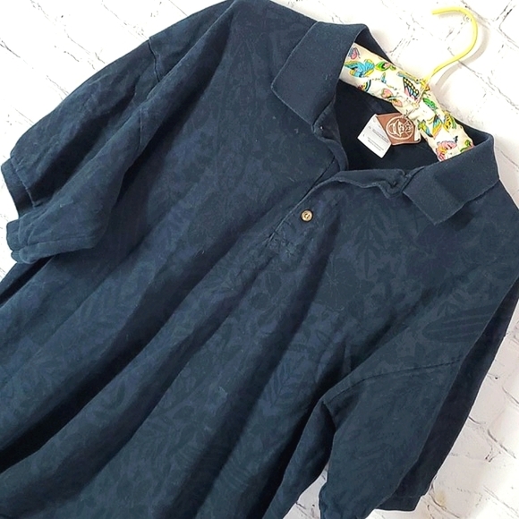 Panama Jack Sea Surf Tropical Beach Print Black Short Sleeve Polo Men's Size L - Picture 4 of 17